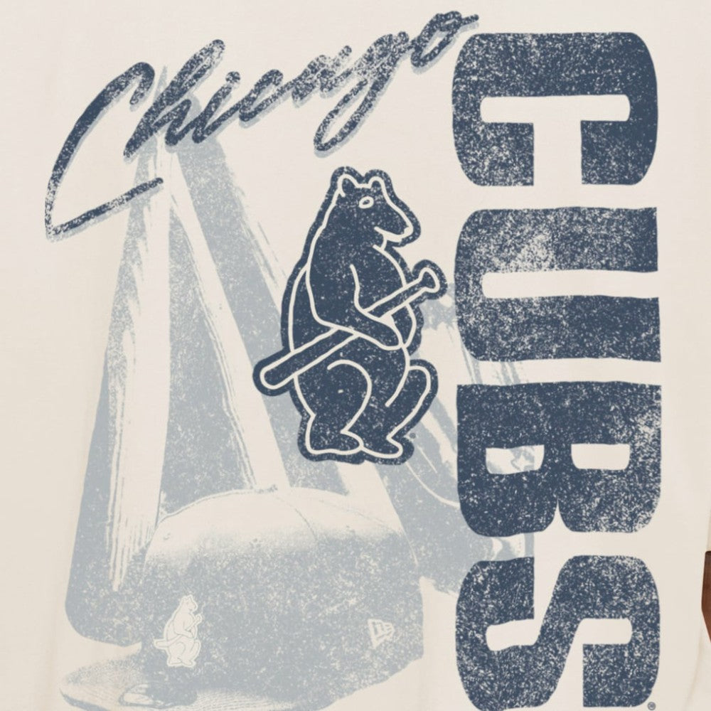 Chicago Cubs New Era Cooperstown Collection Oversized Throwback Distressed T-Shirt Outlet