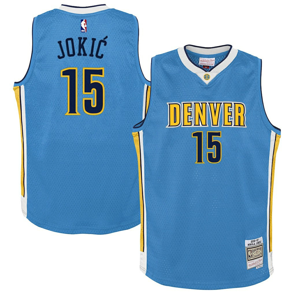Mitchell & Ness Nikola Jokic Denver Nuggets Youth 2016/17 Hardwood Classics Swingman Jersey Light Blue