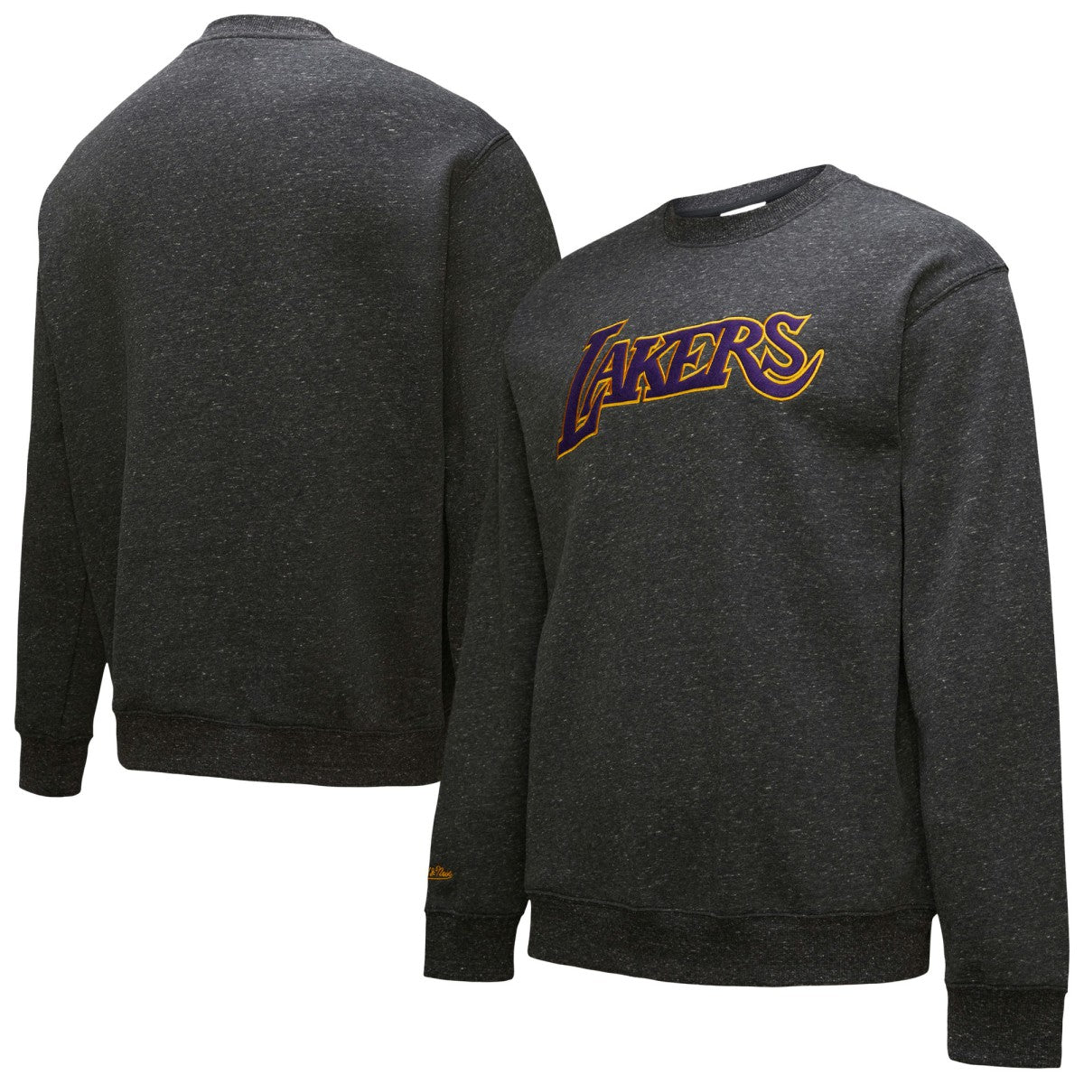 Mitchell & Ness Los Angeles Lakers Black Out Collection Snow Washed Vintage Logo Pullover Sweatshirt Black