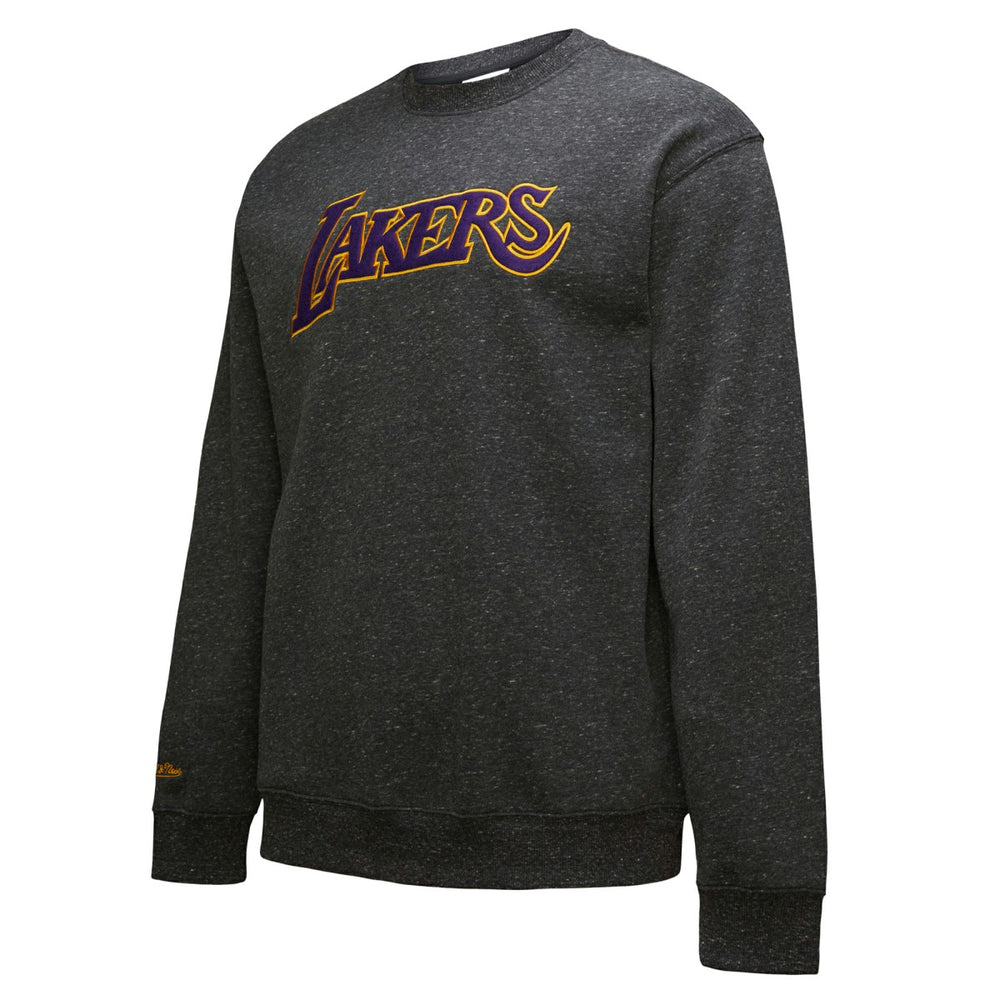 Mitchell & Ness Los Angeles Lakers Black Out Collection Snow Washed Vintage Logo Pullover Sweatshirt Black