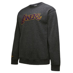Mitchell & Ness Los Angeles Lakers Black Out Collection Snow Washed Vintage Logo Pullover Sweatshirt Black