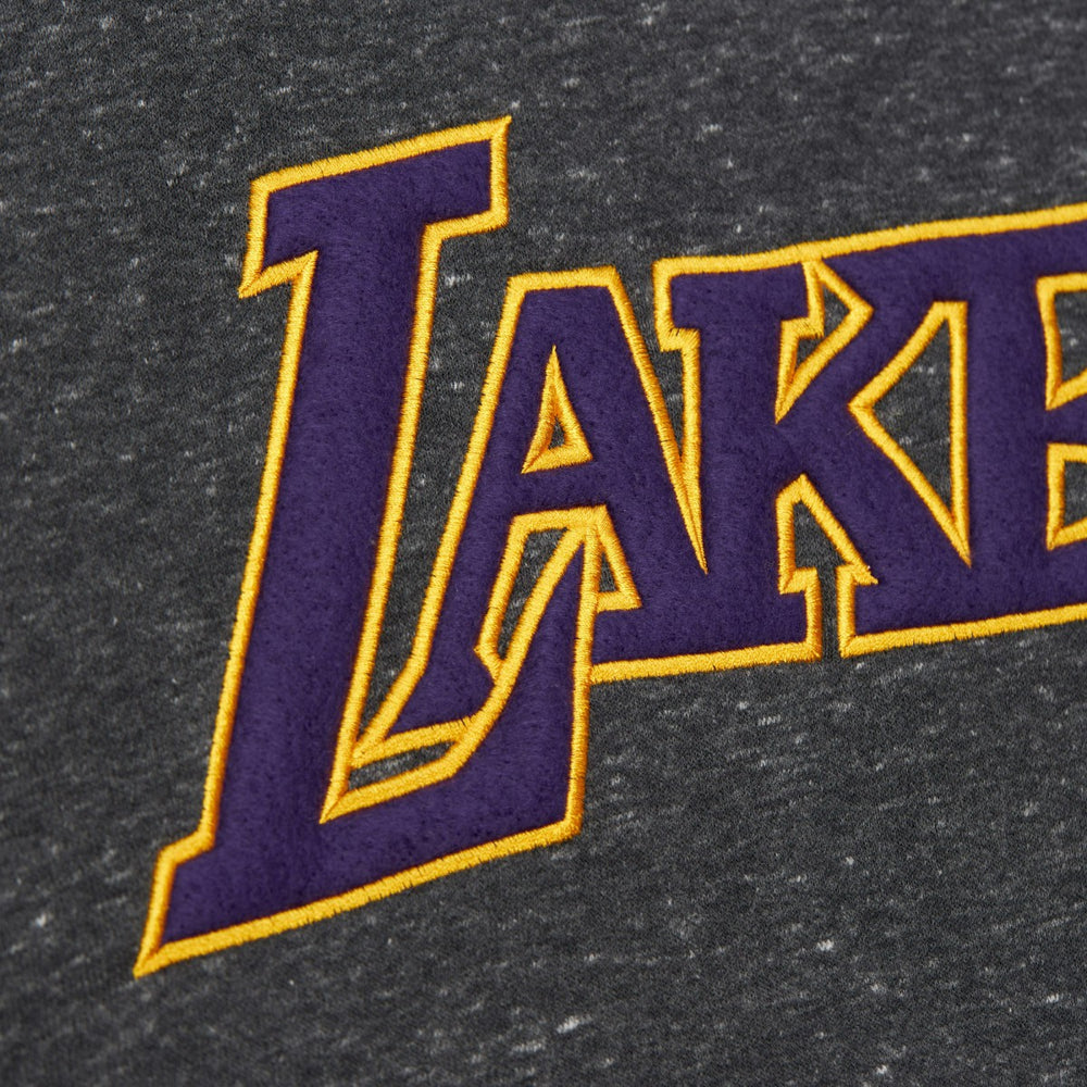 Mitchell & Ness Los Angeles Lakers Black Out Collection Snow Washed Vintage Logo Pullover Sweatshirt Black