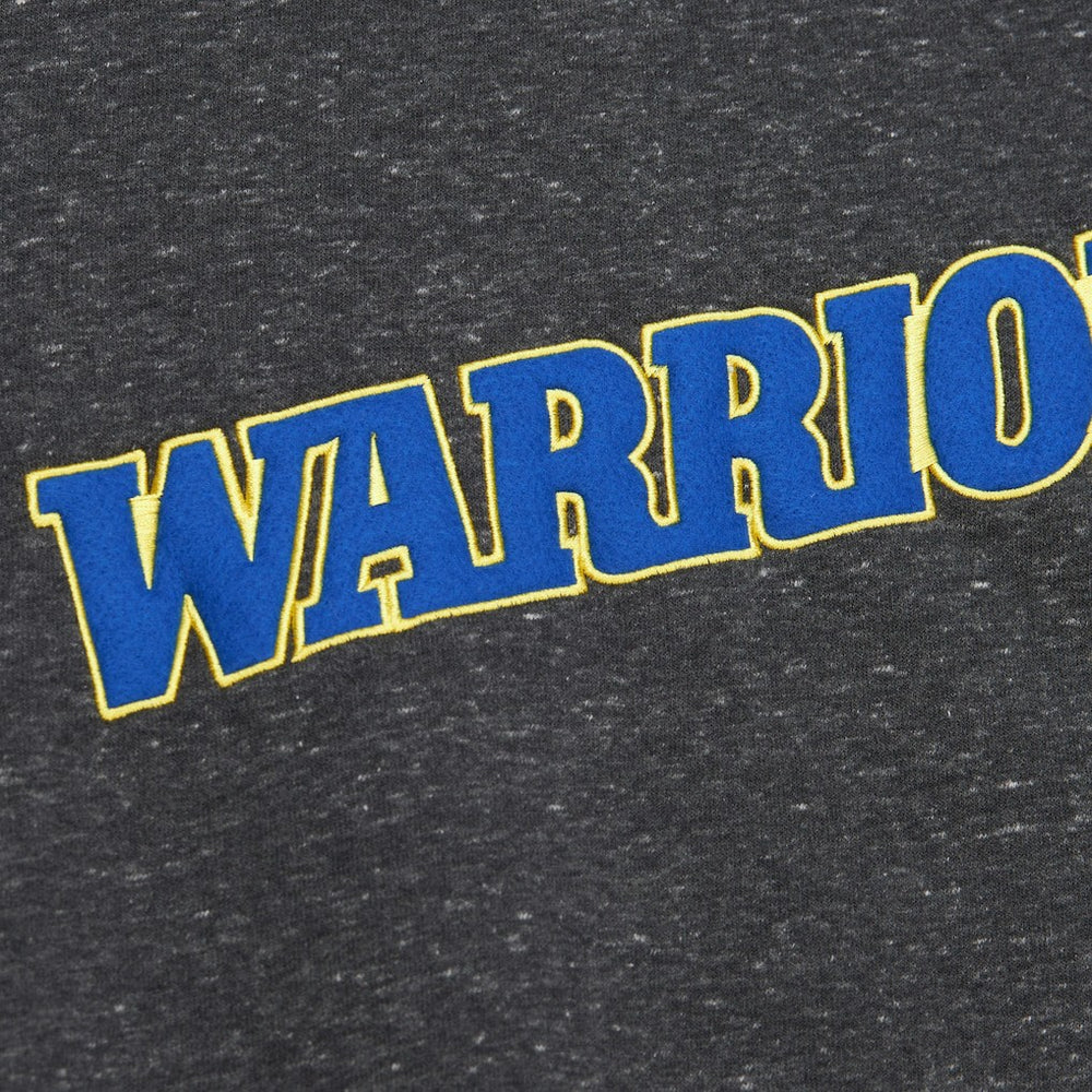 Mitchell & Ness Golden State Warriors Black Out Collection Snow Washed Vintage Logo Pullover Sweatshirt Black