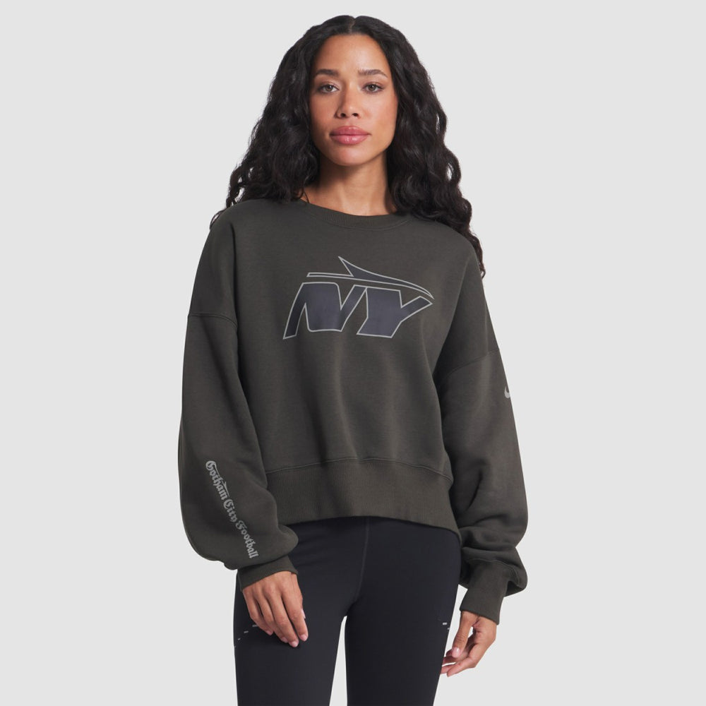 New York Jets Women's 2025 Rivalries Collection Oversized Phoenix Fleece Sweatshirt - Gotham Green - Nike