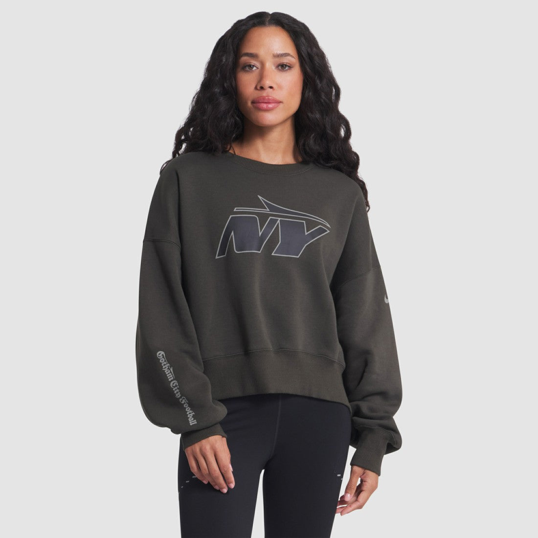 New York Jets Women's 2025 Rivalries Collection Oversized Phoenix Fleece Sweatshirt - Gotham Green - Nike
