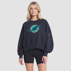 Miami Dolphins Women's 2025 Rivalries Collection Oversized Phoenix Fleece Sweatshirt - Pitch Blue - Nike
