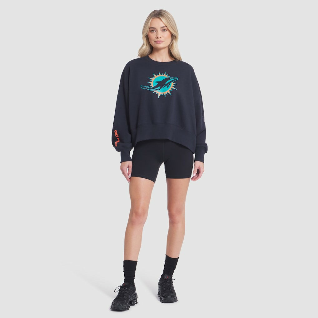 Miami Dolphins Women's 2025 Rivalries Collection Oversized Phoenix Fleece Sweatshirt - Pitch Blue - Nike