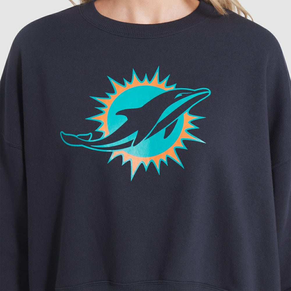 Miami Dolphins Women's 2025 Rivalries Collection Oversized Phoenix Fleece Sweatshirt - Pitch Blue - Nike