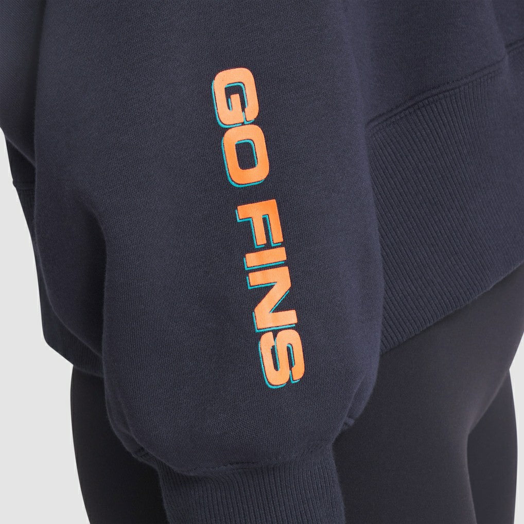 Miami Dolphins Women's 2025 Rivalries Collection Oversized Phoenix Fleece Sweatshirt - Pitch Blue - Nike