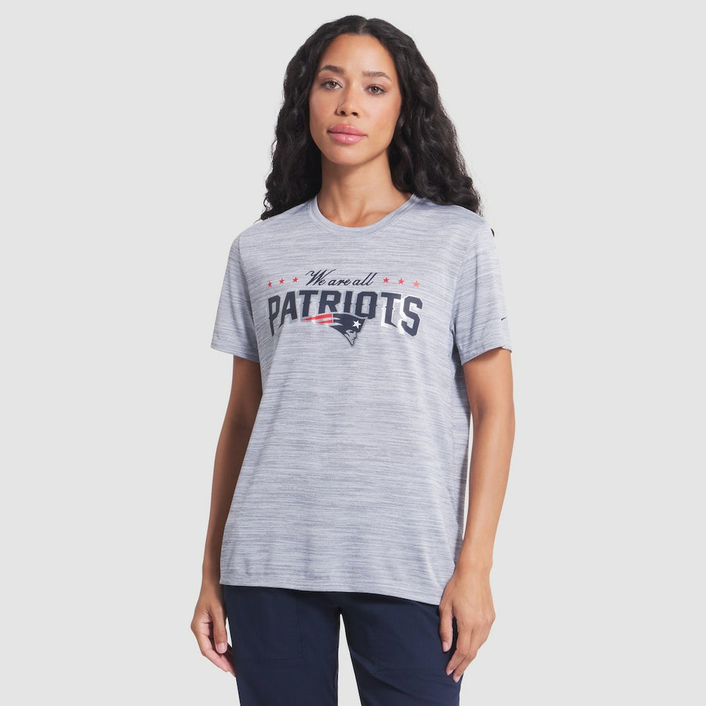 New England Patriots Women's 2025 Rivalries Collection Sideline Velocity Dri-FIT T-Shirt - Silver - Nike