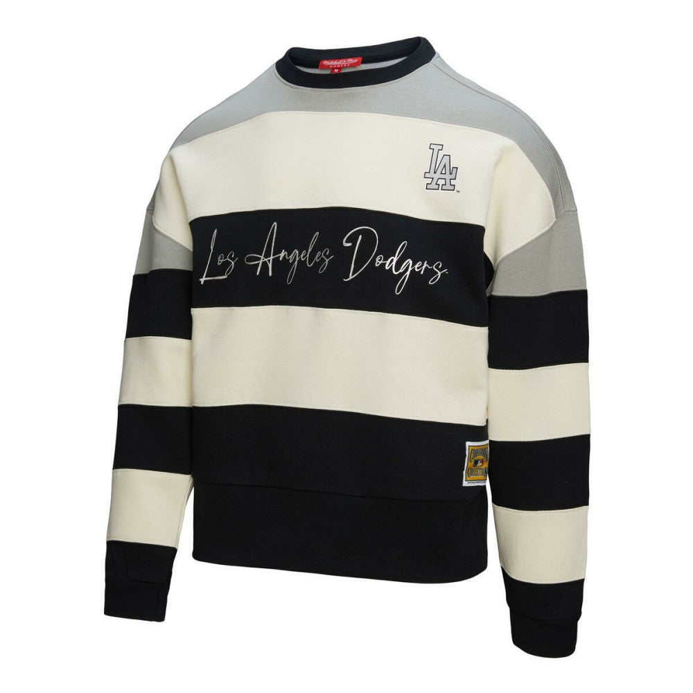Los Angeles Dodgers Mitchell & Ness Women's Cooperstown Collection Blocked Fleece Pullover Sweatshirt- Gray/Black for sale