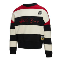 Atlanta Braves Mitchell & Ness Women's Cooperstown Collection Blocked Fleece Pullover Sweatshirt- Red/Black Sale