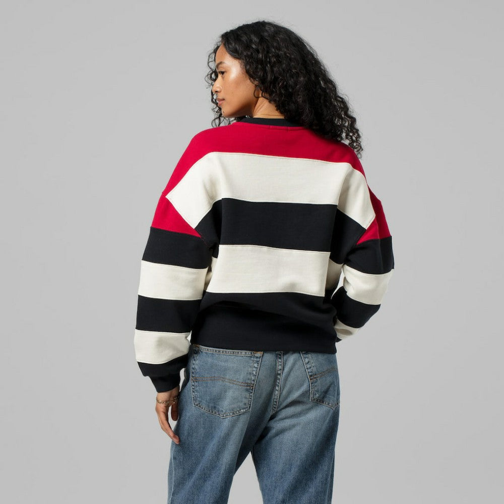 Atlanta Braves Mitchell & Ness Women's Cooperstown Collection Blocked Fleece Pullover Sweatshirt- Red/Black Sale