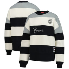 Milwaukee Brewers Mitchell & Ness Women's Cooperstown Collection Blocked Fleece Pullover Sweatshirt- Gray/Black Online