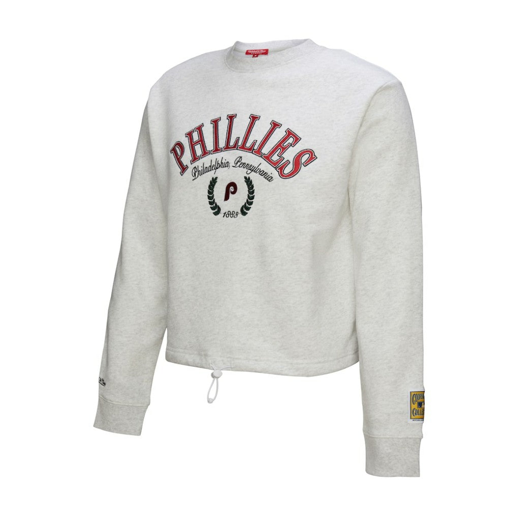Philadelphia Phillies Mitchell & Ness Women's Cropped Toggle Pullover Sweatshirt for sale