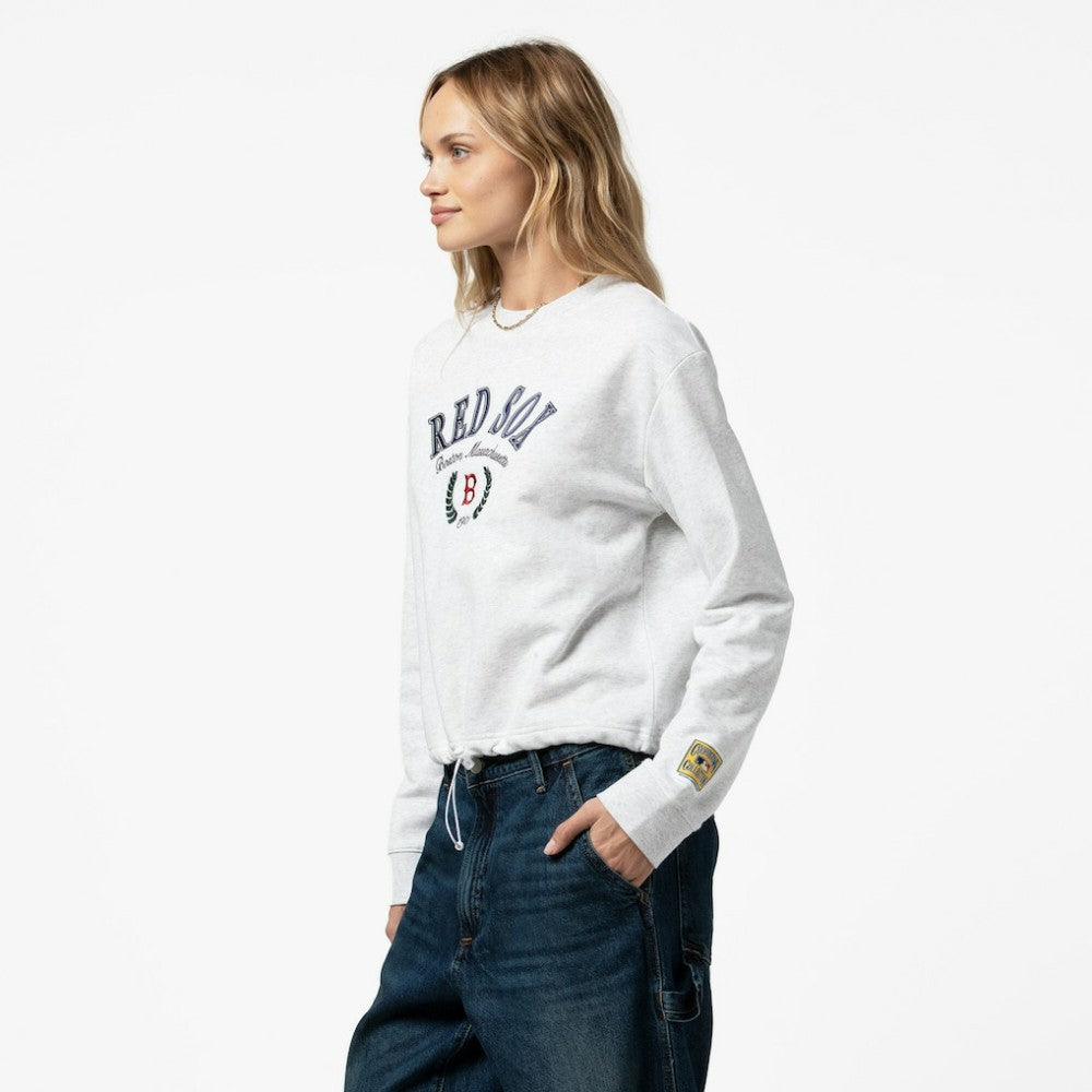 Boston Red Sox Mitchell & Ness Women's Cropped Toggle Pullover Sweatshirt Discount