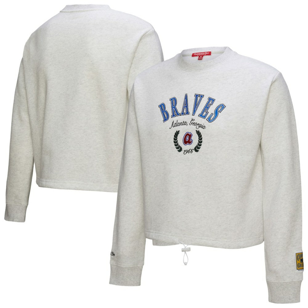 Atlanta Braves Mitchell & Ness Women's Cropped Toggle Pullover Sweatshirt Outlet