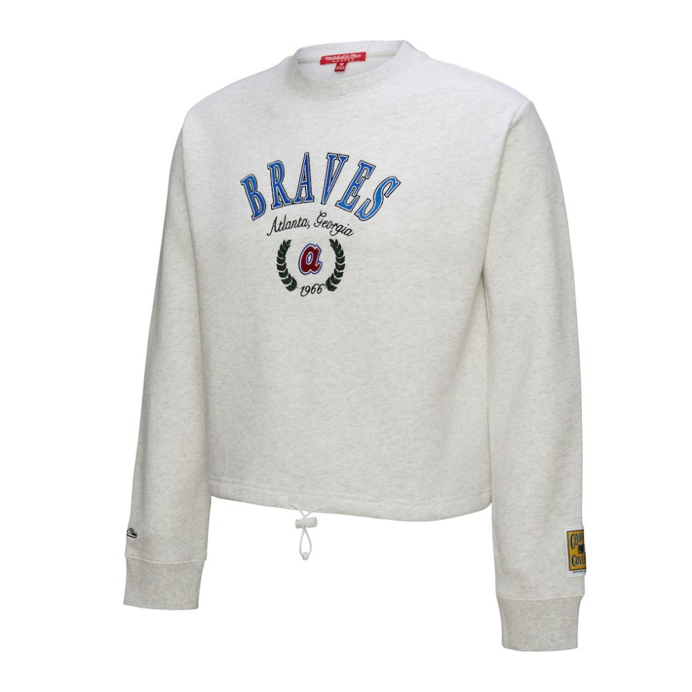 Atlanta Braves Mitchell & Ness Women's Cropped Toggle Pullover Sweatshirt Outlet