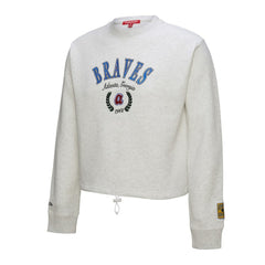 Atlanta Braves Mitchell & Ness Women's Cropped Toggle Pullover Sweatshirt Outlet