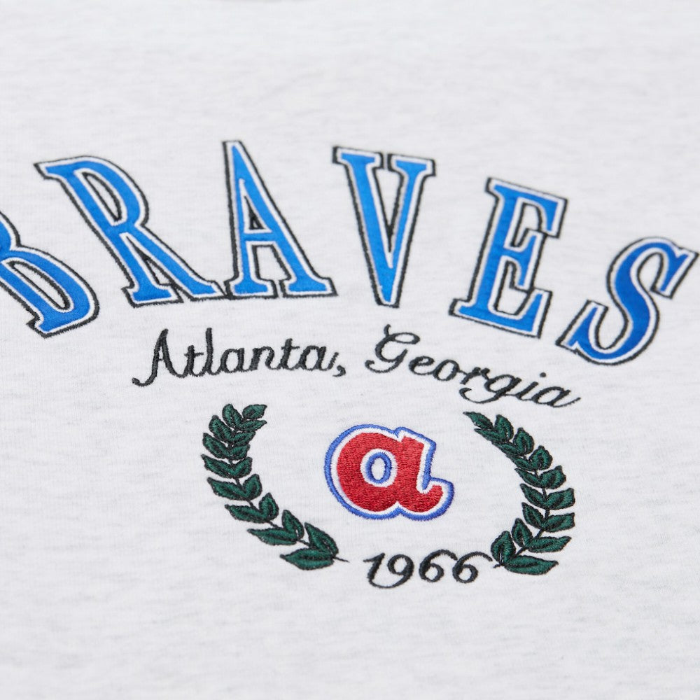 Atlanta Braves Mitchell & Ness Women's Cropped Toggle Pullover Sweatshirt Outlet