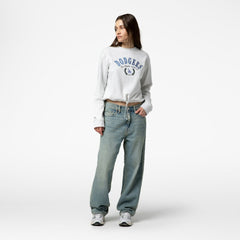 Los Angeles Dodgers Mitchell & Ness Women's Cropped Toggle Pullover Sweatshirt Discount