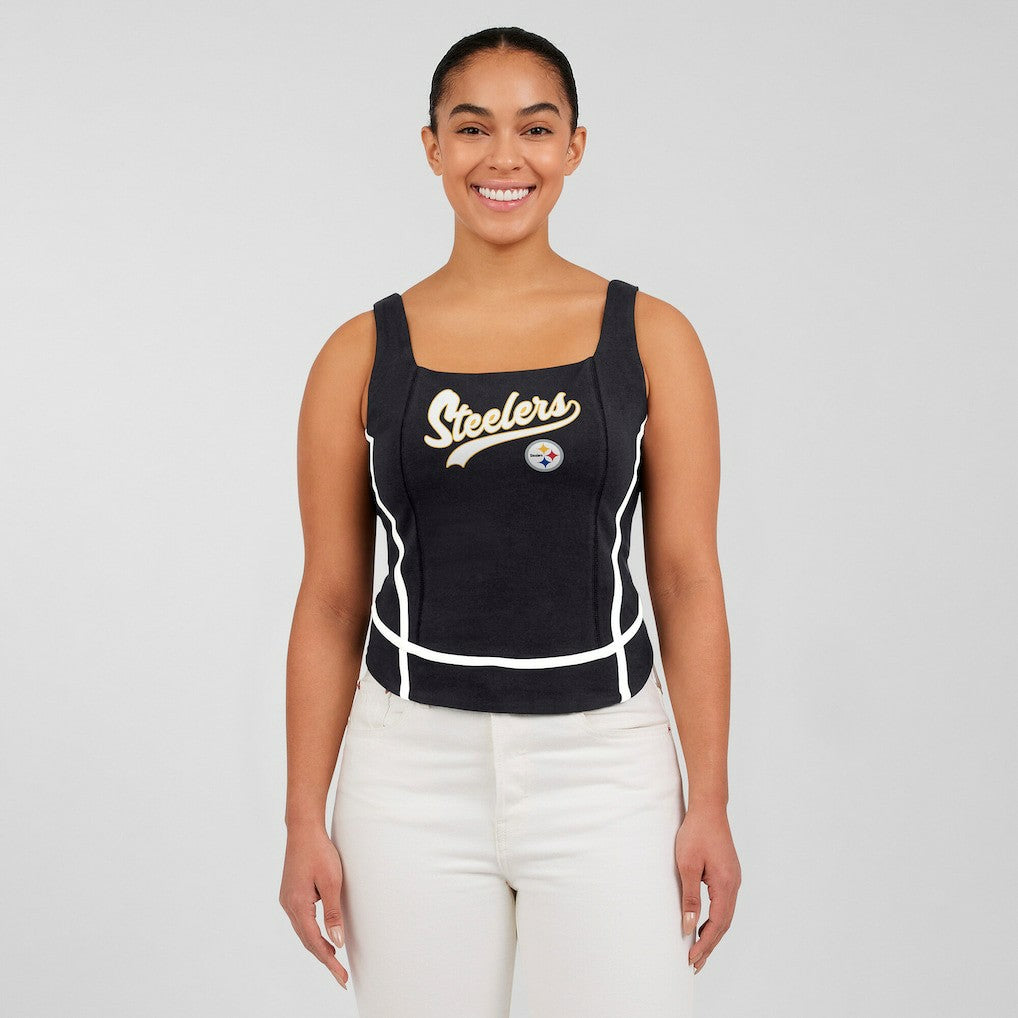 Pittsburgh Steelers WEAR by Erin Andrews Women's Square Neck Tank Top - Black - NFL