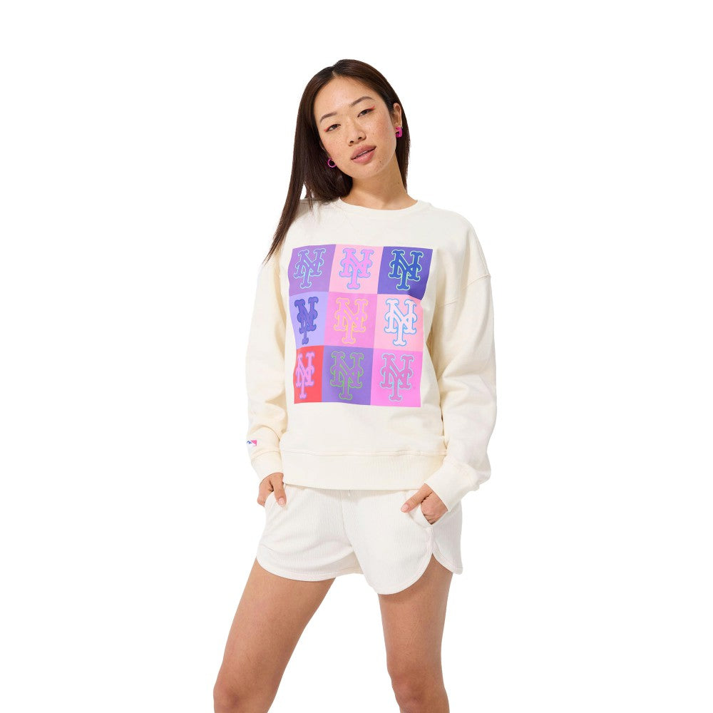 New York Mets Terez Women's Technicolor  Oversized Pullover Sweatshirt Discount