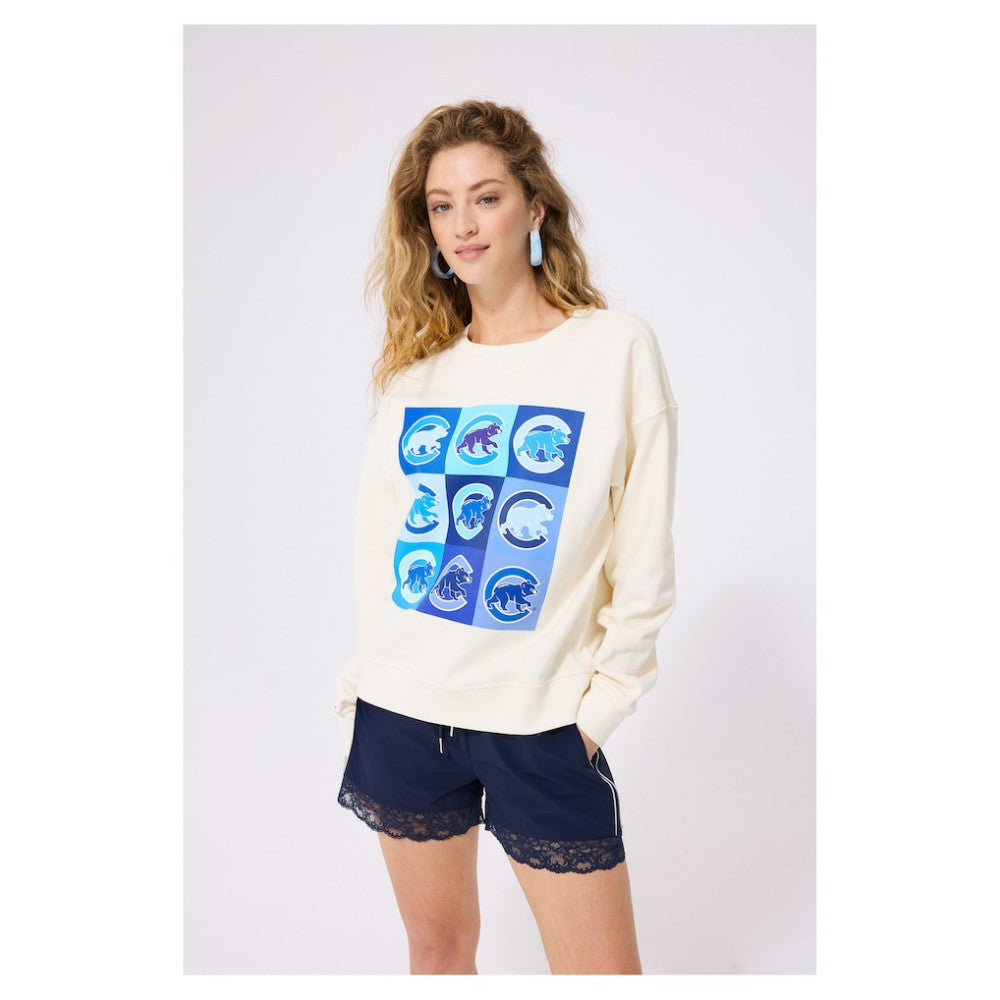Chicago Cubs Terez Women's Technicolor  Oversized Pullover Sweatshirt for sale