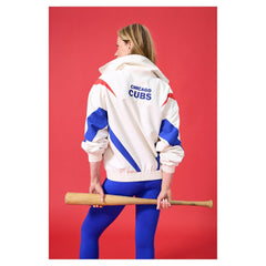 Chicago Cubs Terez Women's Ripstop Chevron Quarter-Zip Pullover for sale