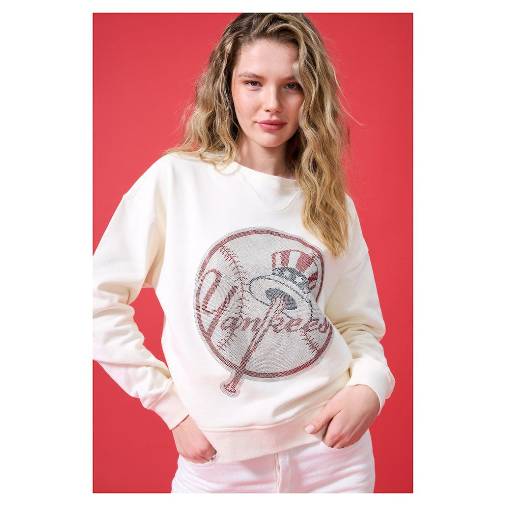 New York Yankees Terez Women's Oversized Gemstone Logo Sweatshirt Near Me