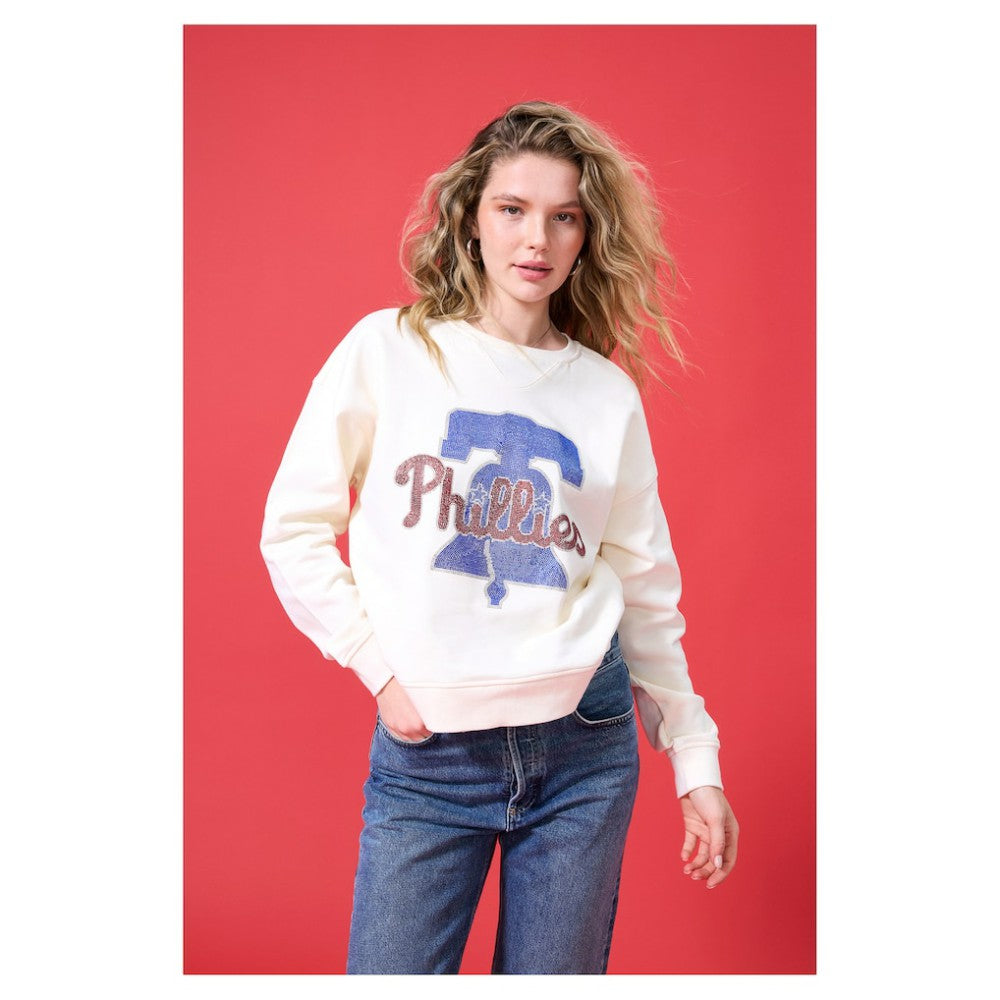 Philadelphia Phillies Terez Women's Oversized Gemstone Logo Sweatshirt Discount