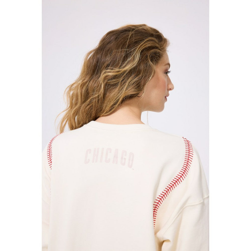 Chicago Cubs Terez Women's Baseball Stitch Pullover Sweatshirt Online
