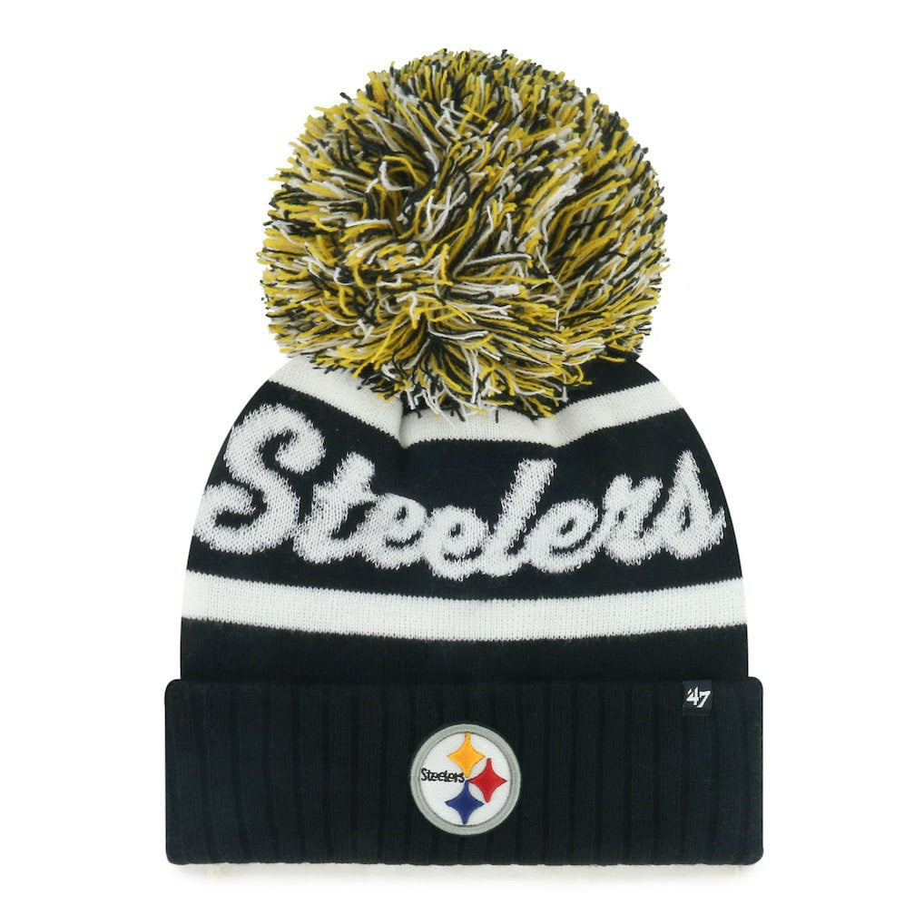 Pittsburgh Steelers '47 Women's Spirited Cuffed Knit Hat with Pom - Black - 47 brand