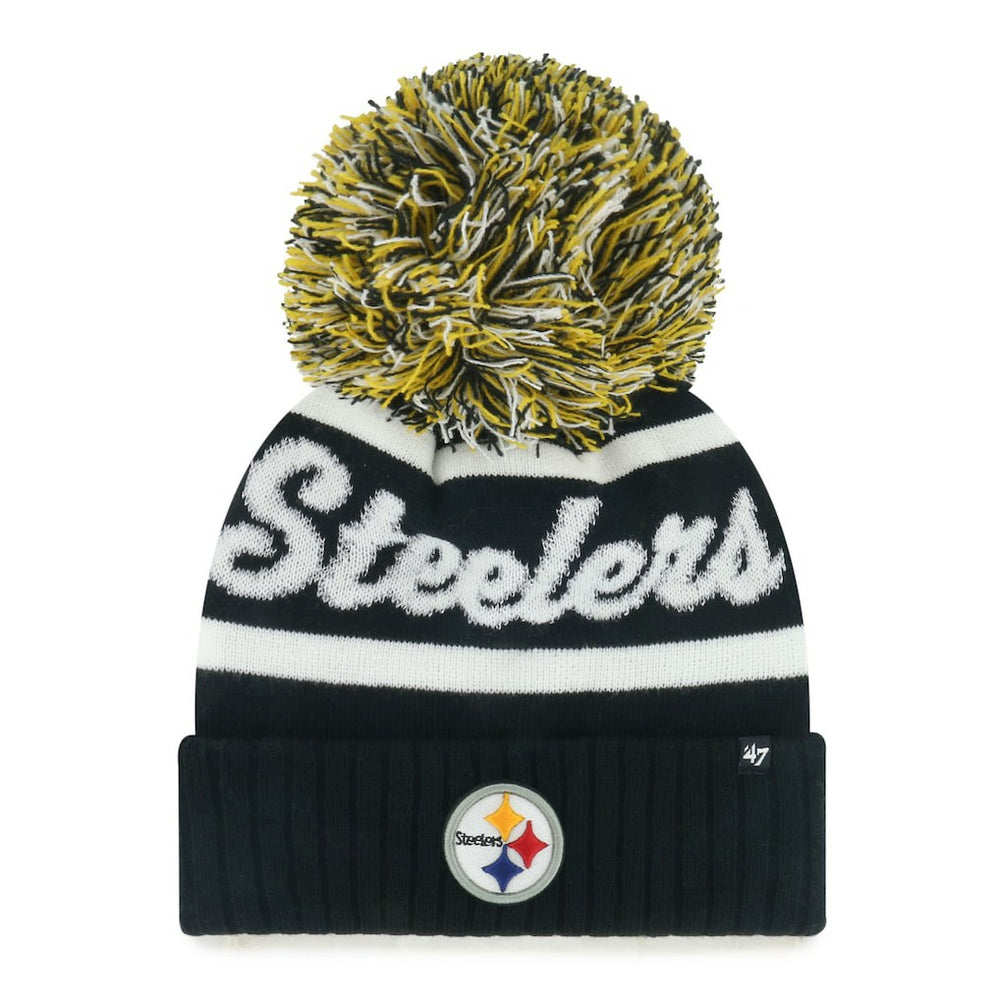 Pittsburgh Steelers '47 Women's Spirited Cuffed Knit Hat with Pom - Black - 47 brand