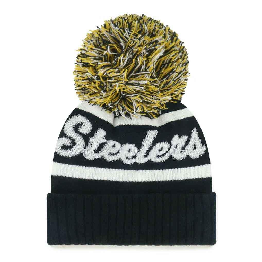 Pittsburgh Steelers '47 Women's Spirited Cuffed Knit Hat with Pom - Black - 47 brand