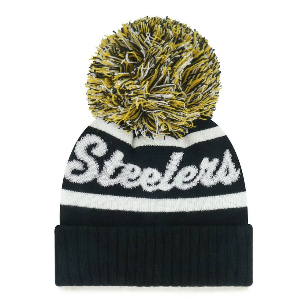 Pittsburgh Steelers '47 Women's Spirited Cuffed Knit Hat with Pom - Black - 47 brand