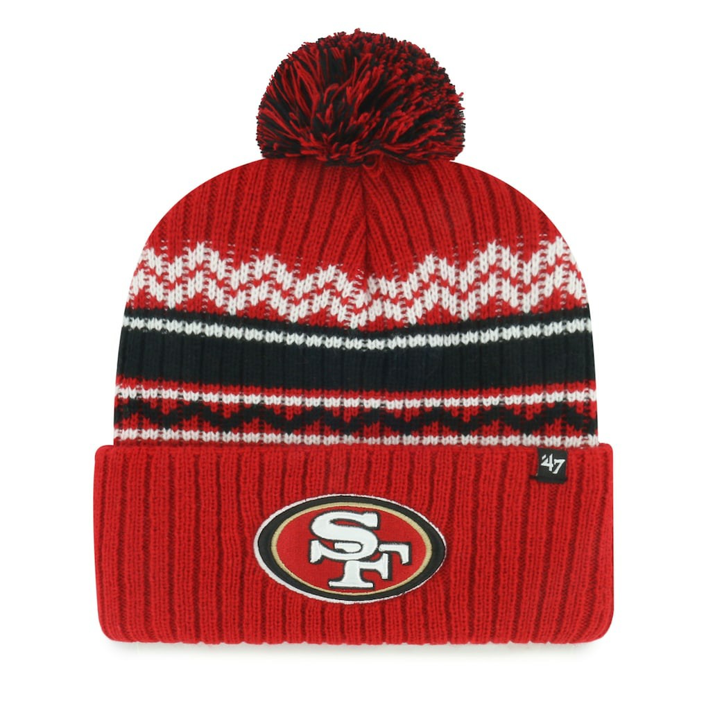 San Francisco 49ers '47 Youth Polar Vortex Cuffed Knit Hat with Pom - Scarlet - 47 brand