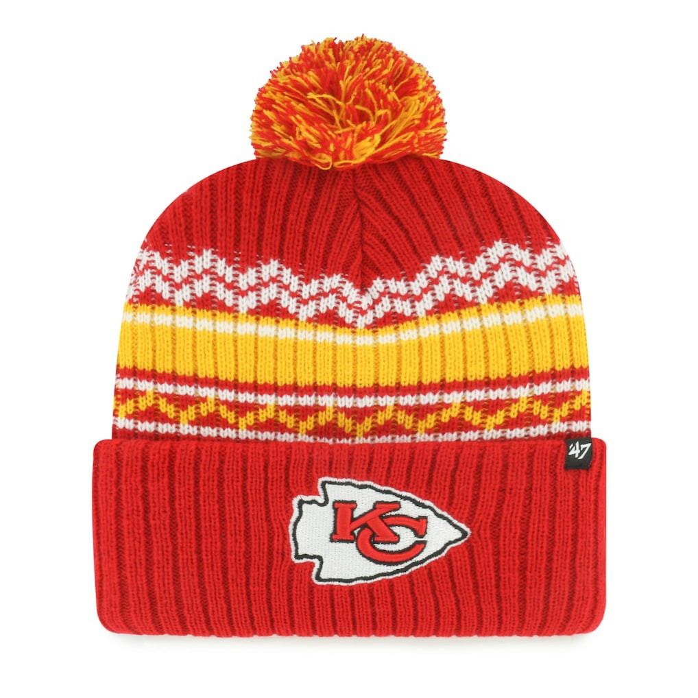 Kansas City Chiefs '47 Youth Polar Vortex Cuffed Knit Hat with Pom - Red - 47 brand