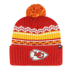 Kansas City Chiefs '47 Youth Polar Vortex Cuffed Knit Hat with Pom - Red - 47 brand