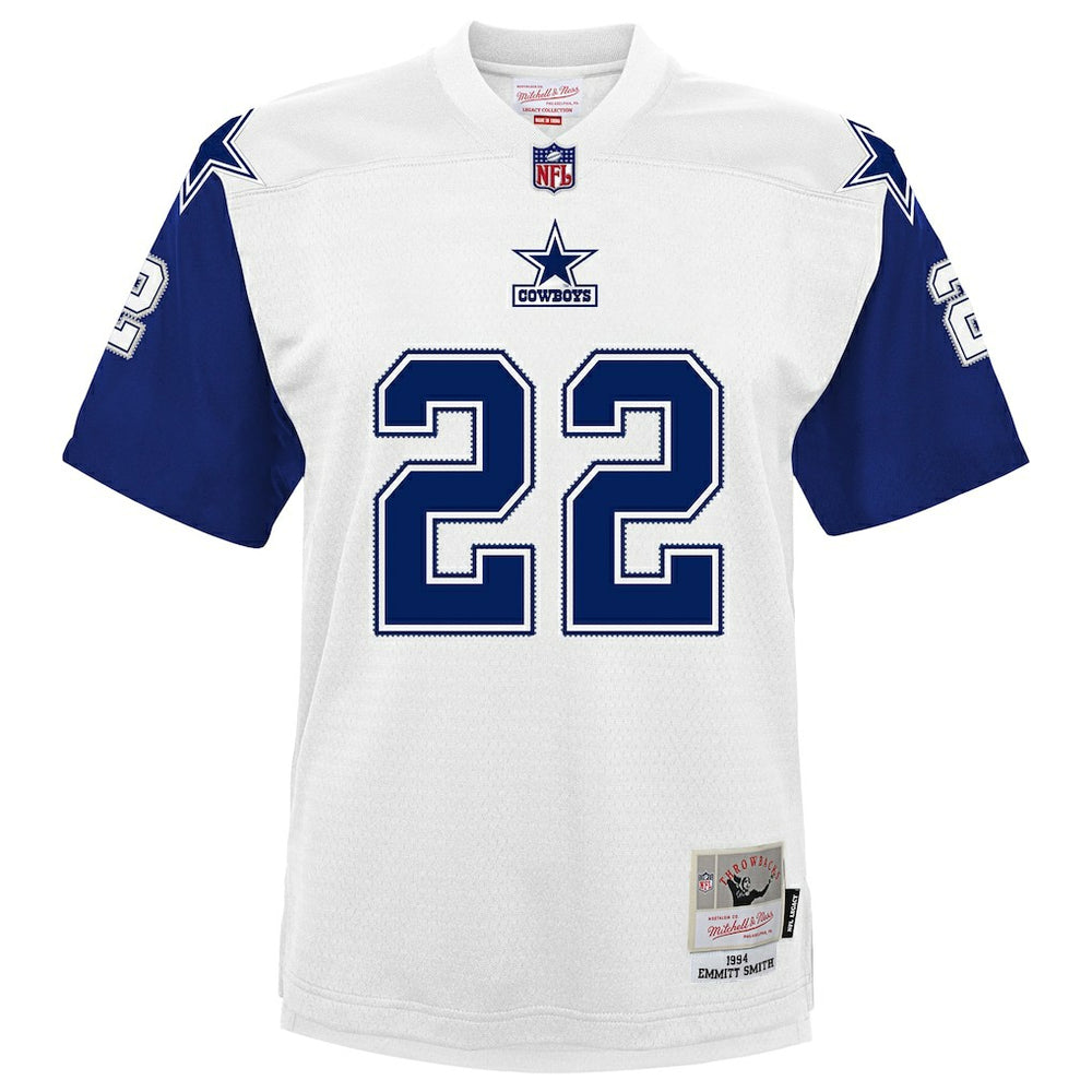 Emmitt Smith Dallas Cowboys Youth 1994 Alternate Legacy Jersey - White - Mitchell & Ness
