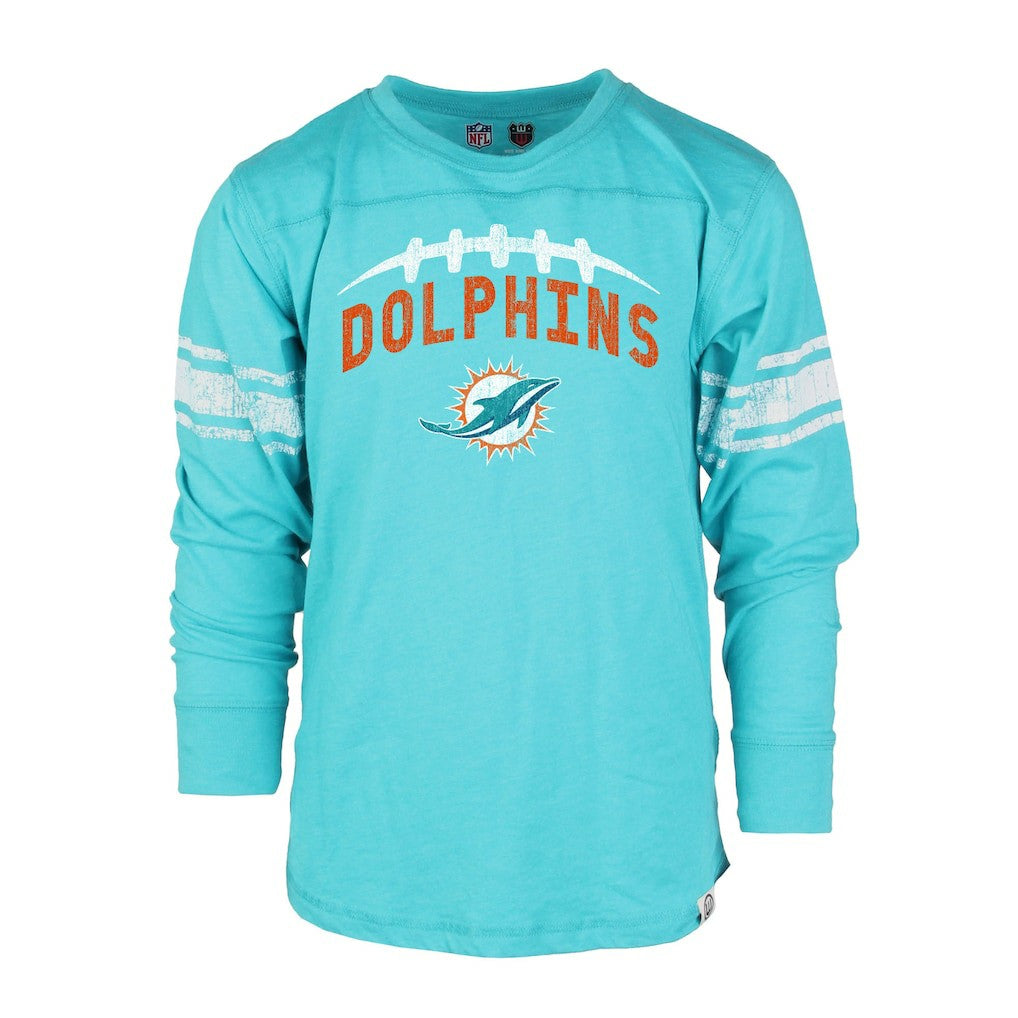 Miami Dolphins Wes & Willy Youth Football Long Sleeve T-Shirt - Aqua - NFL