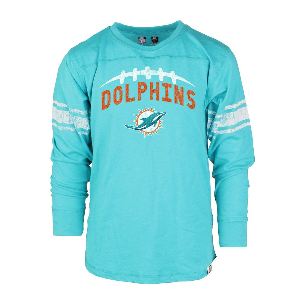 Miami Dolphins Wes & Willy Youth Football Long Sleeve T-Shirt - Aqua - NFL