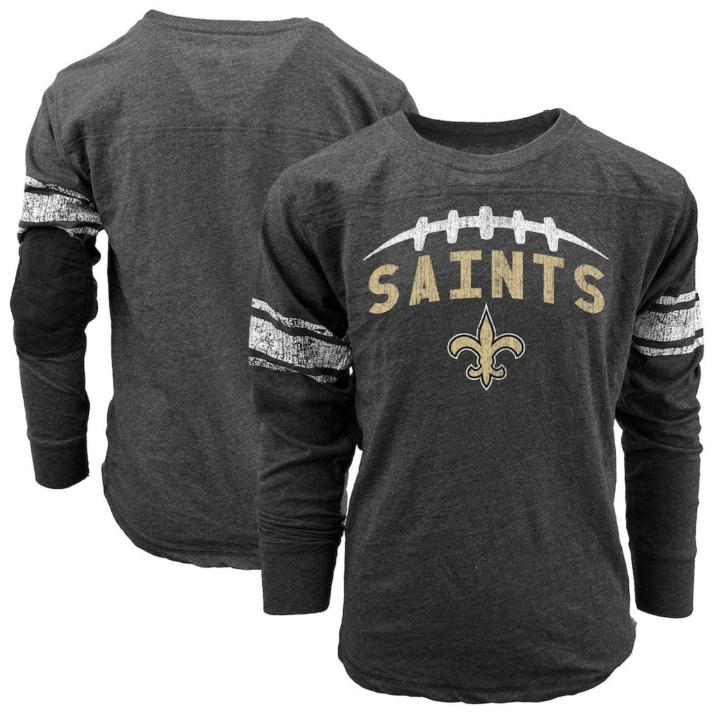New Orleans Saints Wes & Willy Youth Football Long Sleeve T-Shirt - Black - NFL