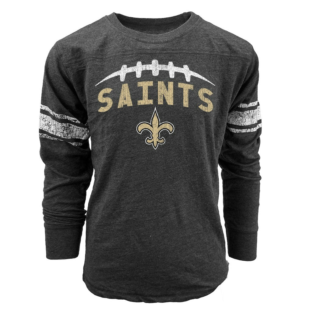 New Orleans Saints Wes & Willy Youth Football Long Sleeve T-Shirt - Black - NFL