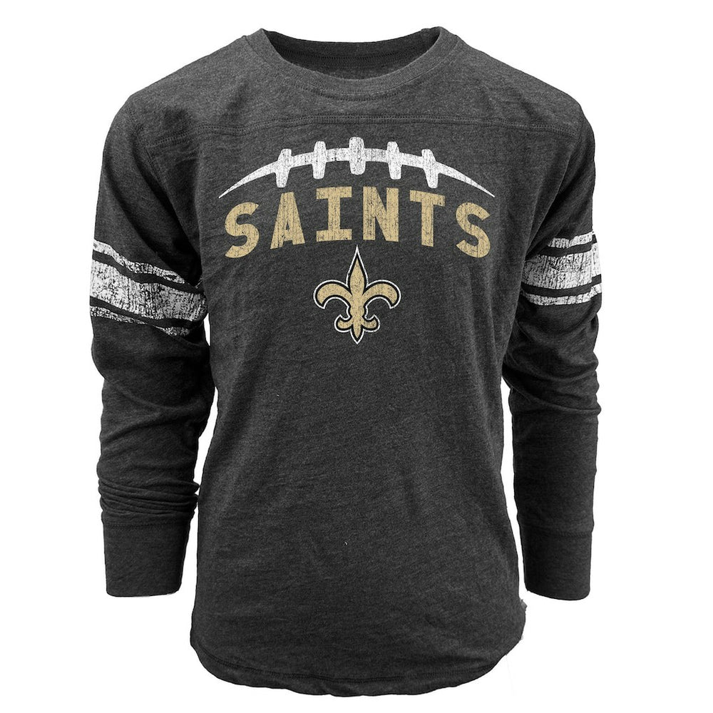 New Orleans Saints Wes & Willy Youth Football Long Sleeve T-Shirt - Black - NFL