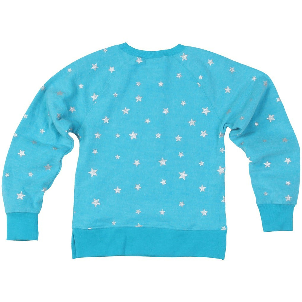 Miami Dolphins Wes & Willy Girls Youth Shimmer Star Reverse Fleece Pullover Sweatshirt - Aqua - NFL