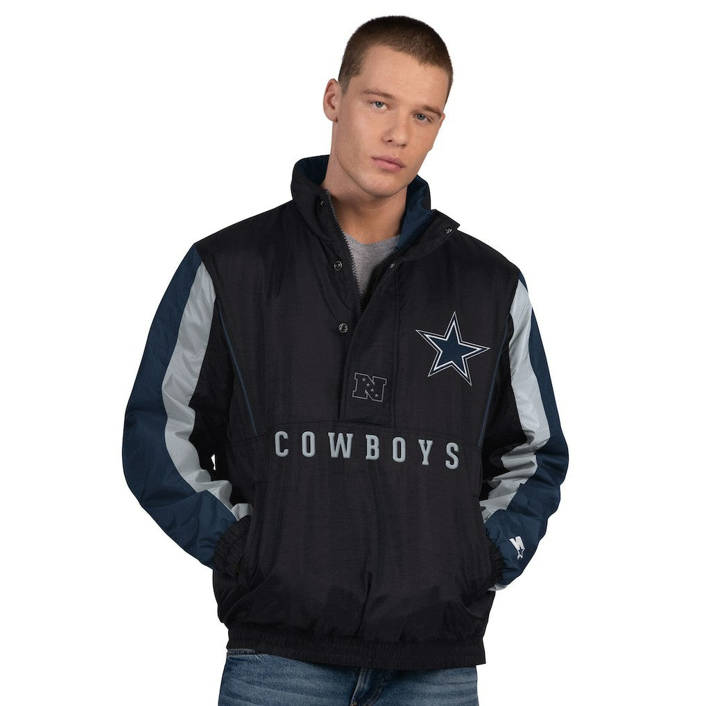 Dallas Cowboys Starter Thursday Night Gridiron Vintage Logo Half-Zip Jacket - Black - NFL