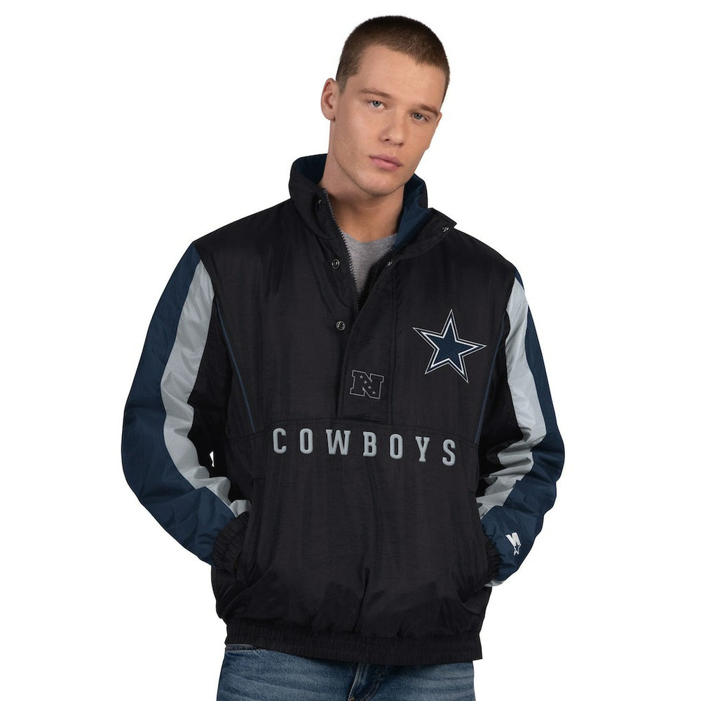 Dallas Cowboys Starter Thursday Night Gridiron Vintage Logo Half-Zip Jacket - Black - NFL