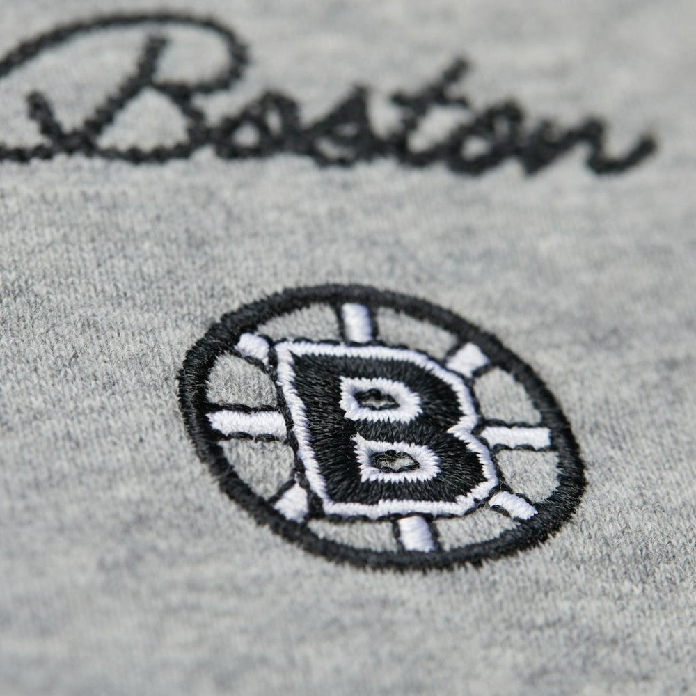 Boston Bruins Mitchell & Ness Women's Logo Lightweight Pullover Sweatshirt - Heather Gray | NHL Lifestyle
