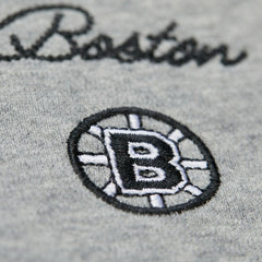 Boston Bruins Mitchell & Ness Women's Logo Lightweight Pullover Sweatshirt - Heather Gray | NHL Lifestyle